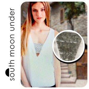 NEW FRIENDS COLONY Double V-Neck Beaded Bar Cami Tank Top, S - EUC